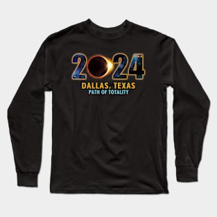 Wos Dallas Texas Total Solar Eclipse 2024 Long Sleeve T-Shirt